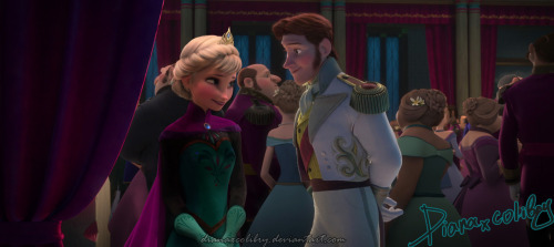 dianaxcolibry: Conversation at the ball I tried to darken Elsa, eventually spoiled the her hair col