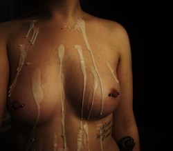 allthebuttcakes:underweartuesday:  The candles were there so I decided to just do this after.   Those are my boobs. Go me.