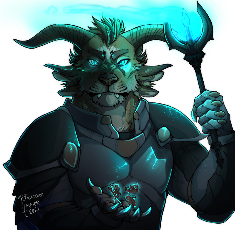 phantomarmor:
“Finished commission for @guildwuff2 of her charr guardian Thane, as seen in our Tyrian D&D campaign. Featuring his knucklebones & fun guardian-blue Ascalonian torch.
”