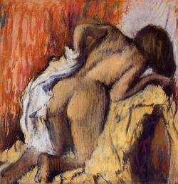 artist-degas: Woman Drying Herself, Edgar DegasMedium: pastel