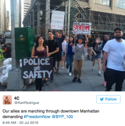 micdotcom:  Black lives activists stage protests at police HQ in D.C. and N.Y. Activists affiliated with the Movement for Black Lives and Black Lives Matter staged a sit-in Wednesday at police union headquarters in Washington, D.C., and New York City,