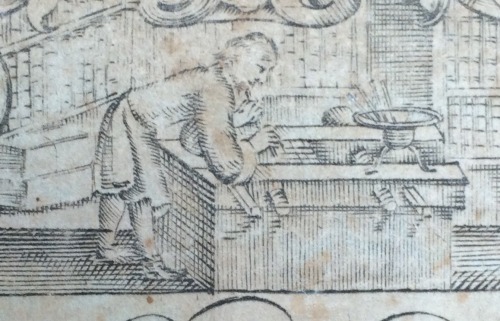 hdslibrary: Colonial American Bookbinder at Work This engraved advertisement for early Boston bookbi