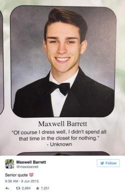 Huffingtonpost:  Teen’s Hilarious Senior Quote Puts New Spin On Coming Out Of The