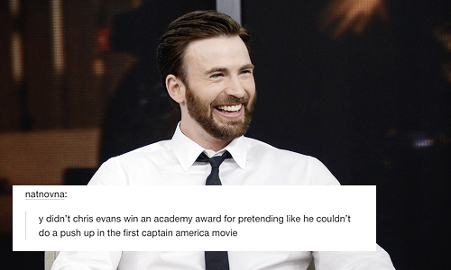 greenarrovv:  chris evans w/ text posts about him 