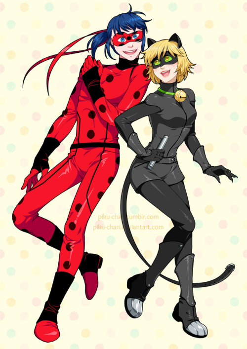 piku-chan: I wonder if this is getting too old and common in this fandom. Squeezes it in another anyway. ᕕ( ᐛ )ᕗ Ladybug has pockets and a belt cos “functionality” but ignore the useless ribbons. Genderbent Marichat and Adrienette gives me