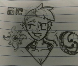 Another persona attempt because conference calls during lunch. Went for a little looser style and changed up the tattoos with a sun on one shoulder and a moon with some other nested images. The non-compliant symbol remains unchanged.  Might touch this