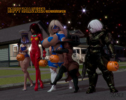 rivaliant:    That time of the year again!went alil above and beyond this year in trying to make a more full imageLinia taking the girls out for Trick-or-Treating Yes Silk too XDLinia as R.MikaInu as a witchSilk as a Halo SpartanMercedes in Asuka’s