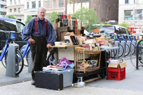 humansofnewyork:“I built this book cart after my bagpipes got stolen, because I couldn’t aff