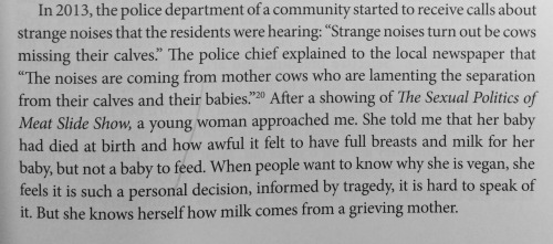 Rethinking the dairy industry and grieving mothers in The Sexual Politics of Meat, Carol J Adams (p 