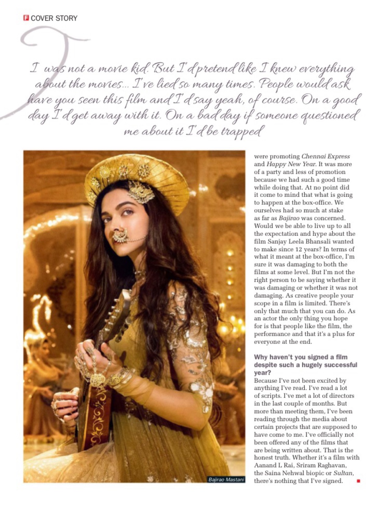 cinescans:  Deepika Padukone— Filmfare, January 2016 