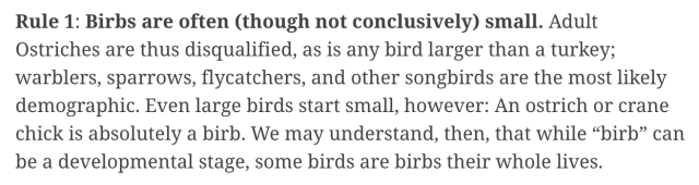 thegunlady:TIL that the Audubon Society has released official statements on the difference between a “bird”, a “birb”, and a “borb”, featuring such gems as: 