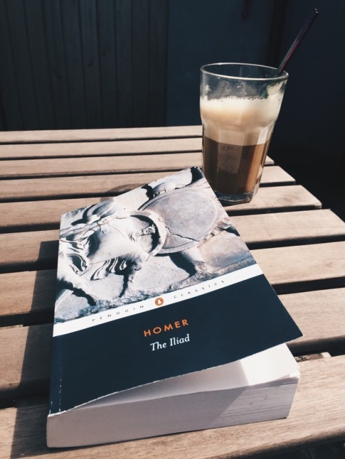 ellenstudies:07.06.18 just me, Homer and an iced coffee chilling in the sun.