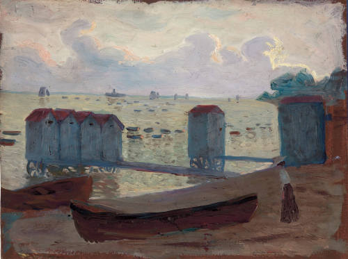 Badhouses , Seaside   -   Fritz FrederickGerman,  1882 - 1928oil on cavas