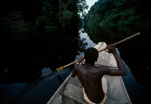 africansouljah:Bruno BarbeyCanoe ride through the jungle on the lagoon of Farnand Vaz, near the Miss