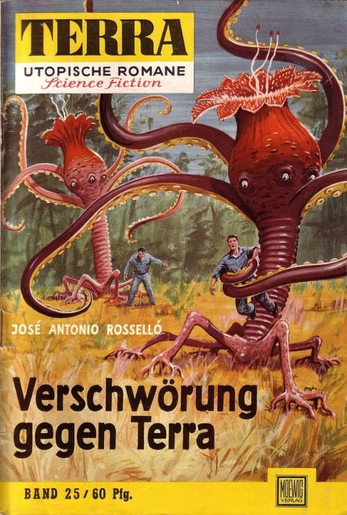 Roy Jan cover art for German scifi magazine, Terra Utopische Romane — Science Fiction #25 (1958).