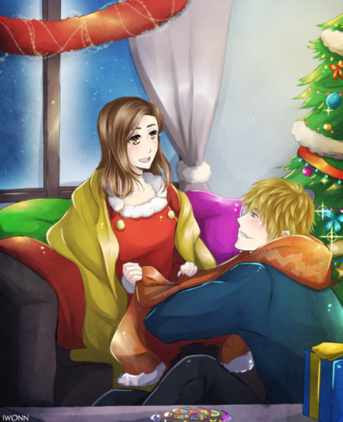 iwonn-arts:For the IH Holiday Exchange.this’s for @applehime-des  who requested Holiday T