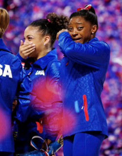 nalgaemoji:  i-dont-understand-gymnastics:  Laurie Hernandez and Simone Biles after being selected to the US Olympic Team (x)  Latina &amp; black girl excellence   