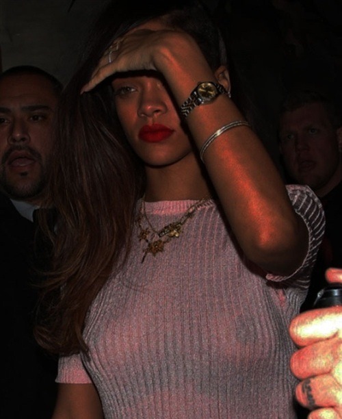 Rihanna wearing a see-thru bra