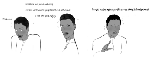 inkiedraws: Shep trying desperately to avoid the awkward sex talk with mordin and him being a smug a