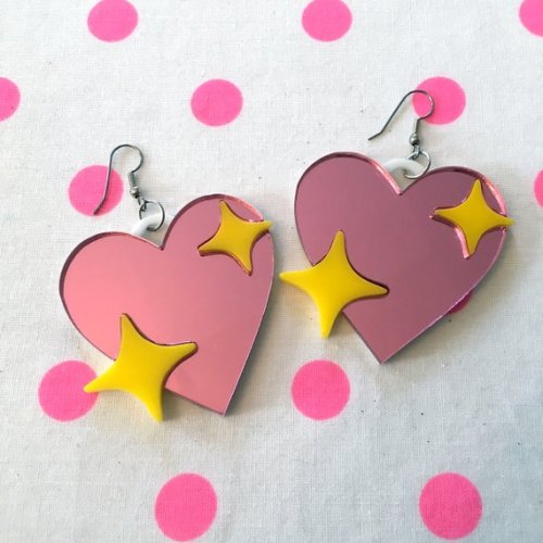 littlealienproducts:Sparkly Heart Emoji Earrings by imyourpresent