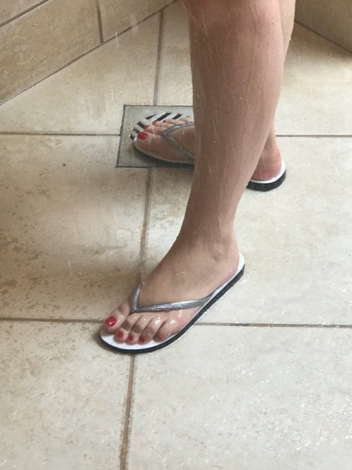 Silver flip flops on Flip Flop Friday.