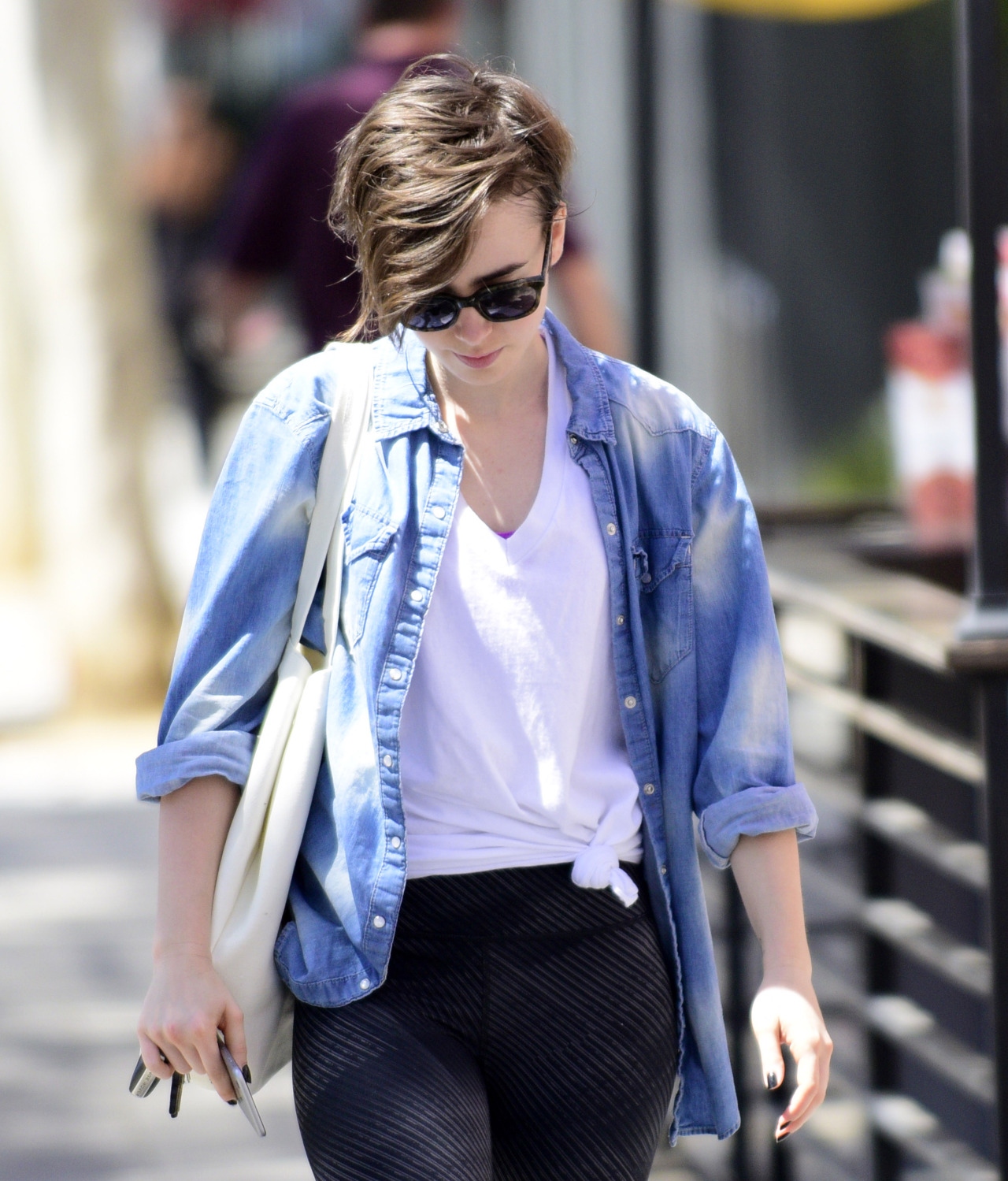 lilycollinsnews: Lily Collins - Leaves Body Pilates in West Hollywood 04/29/2015