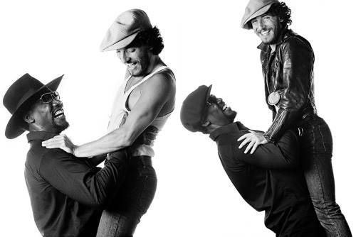 soundsof71:Bruce Springsteen and Clarence Clemons from the Born to Run covershoot, 1975, by Eric Meo