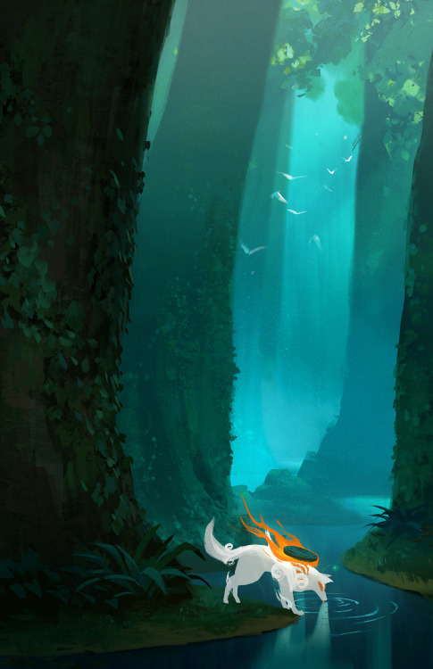 Agata Forest from Okami, one of my favorite locations in the game Prints available here