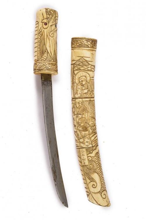 Japanese tanto with carved bone mounts, 19th century.from Czerny’s International Auction House