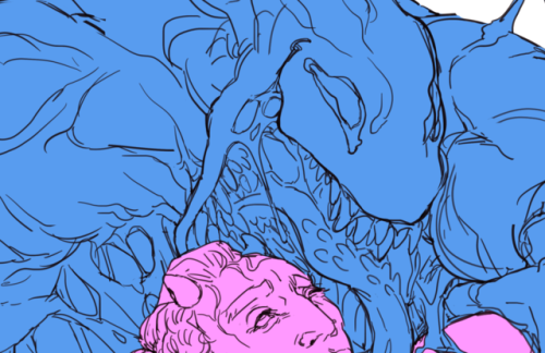 venom ych wip and the only idea for a drawing i’ve had in monthsi didn’t look up refs so that’s just