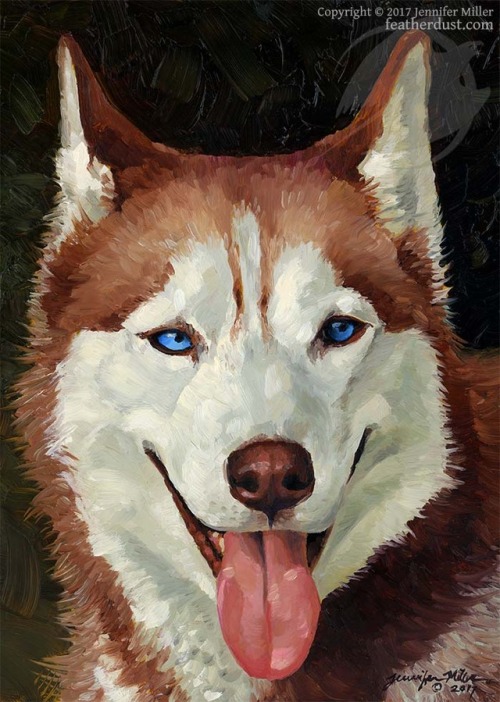 Two little paintings I gave as gifts to my family this year. Jenna the husky (RIP) for my brother, a