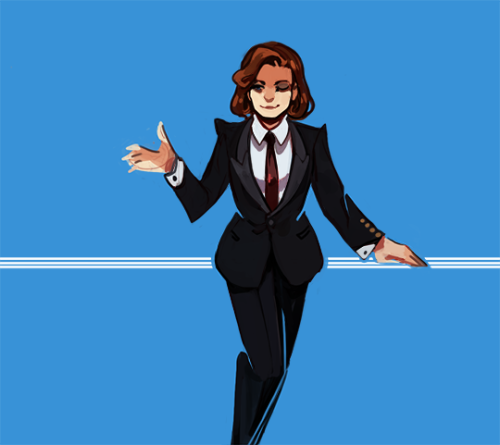 sleepysnowfinch:Learning to draw suits so here’s attempted suit!janeway doodle