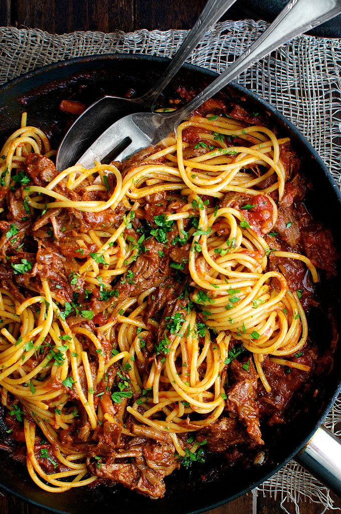 fattributes:  Slow Cooked Shredded Beef Ragu Pasta