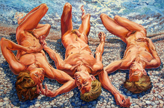 gay-erotic-art:  men-in-art:  Three BathersPaul Allam1998  Autumn has arrived and