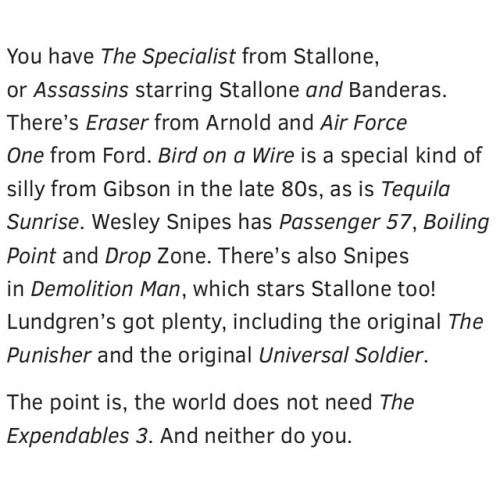 TheFilmStage about #TheExpendables3  #cinema #movie #kino #Review #Stallone #Banderas #Arnold #HarrisonFord #MelGibson and etc