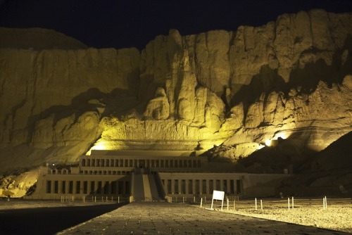 grandegyptianmuseum: Hatshepsut’s temple evening scenery  The Mortuary Temple of Hatshepsut is