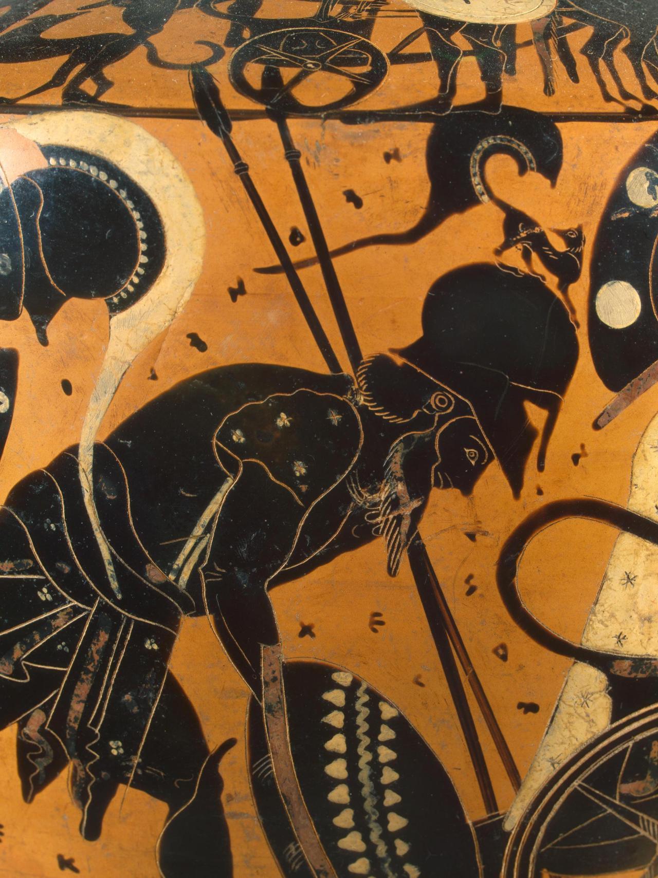 archaicwonder:  Achilles Drags Hector:  Black-Figure Hydria C. 510 BC Greek vase-painters