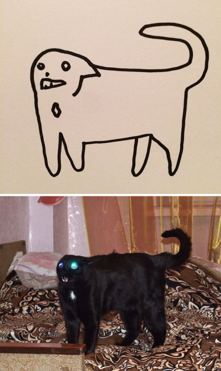 archiemcphee: Some might says that Brazilian artist Heloisa is really bad at drawing cats, but when 