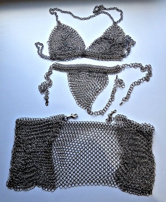 thegolddig: Vintage Chain Mail Bikini Set with Matching Set (more information, more