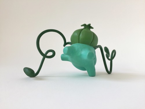 juliancallos:🚨 A wild bulbasaur appeared! 🚨Earlier this summer I made pokémon figurines to give as birthday gifts for a couple buddies of mine. Here’s the #1 boy, bulbasaur! 🍃He’s made of sculpey, foil and wire armature, acrylic gouache,