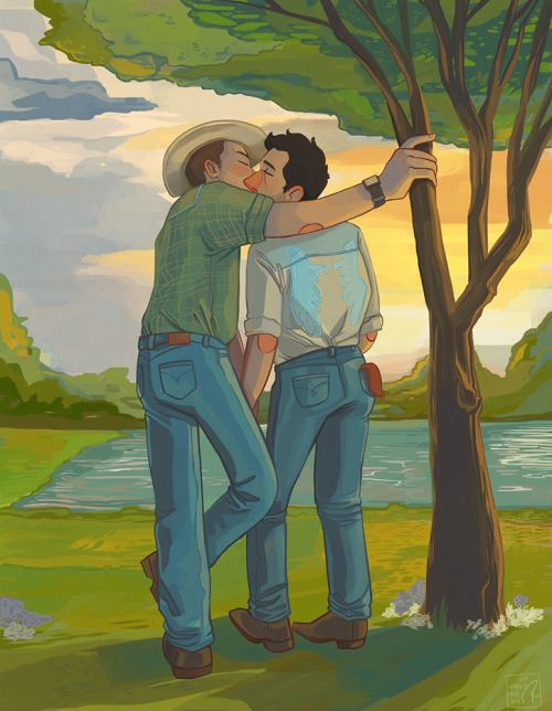 impmakesart:Cowboys are frequently secretly fond of each other. Yeehaw.