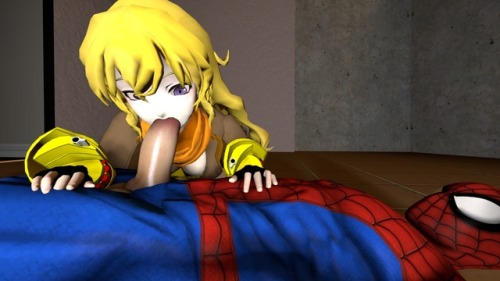 Yang Xiao Long giving Spider-man a massage 