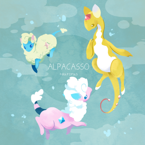 alexasharpe-art:  Baa, baa, mareep, have you any wool? yes, sir, yes, sir- three bags full! I love the mareep line! I wanted to try the pokemon crossbreed thing that’s been going on for quite a while- lots of different kinds of furs and fabrics :>