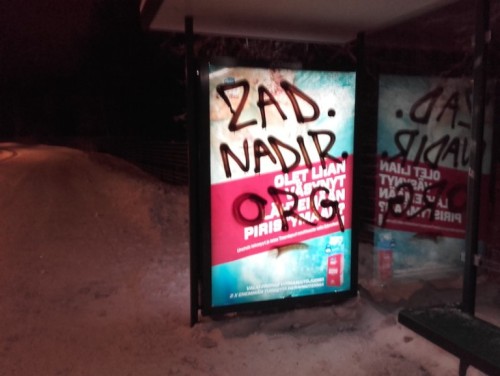 Helsinki, Finland: Black greetings to the French government18.1 – 24.1.2016: Loads of JCDecaux bus s