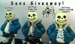 niksync:  HEY GUYS Ive gotten an amazing response to the Sans figurines I have been making and really want to thank you folks somehow! (Legit over 1000 of you have decided to follow my blog in the last week and Im so so honoured guys, thank you heaps!