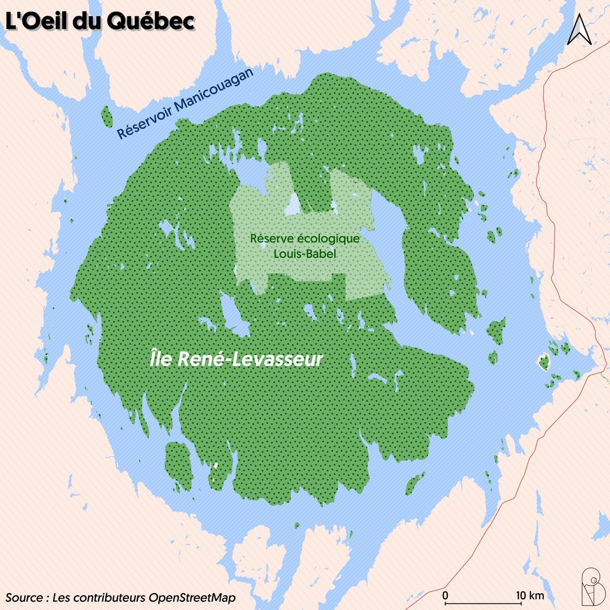 Map of René-Levasseur Island, an artificial island... - Maps on the Web