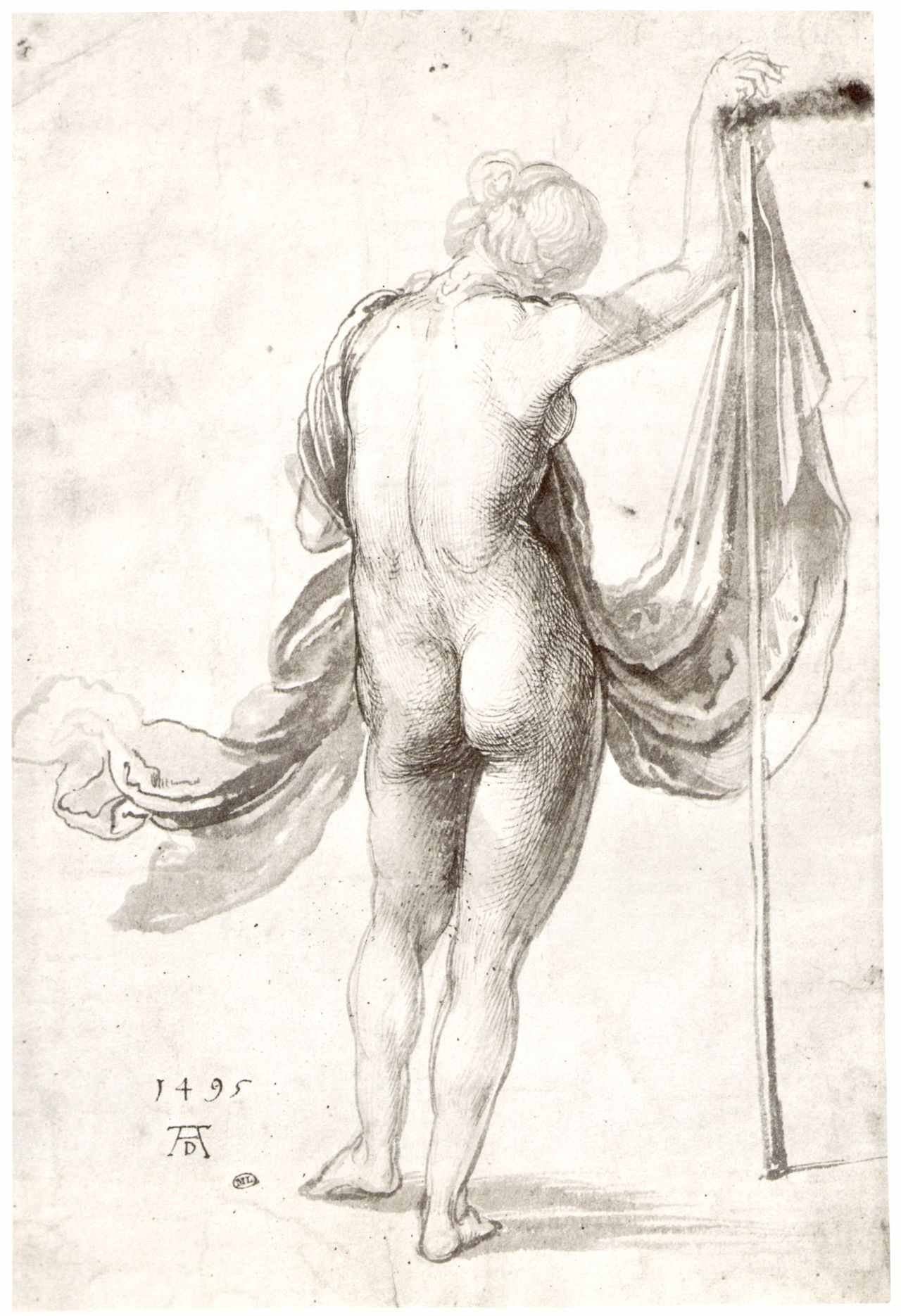 artist-durer: Nude Study (Nude Female from the Back), 1495, Albrecht DurerMedium: