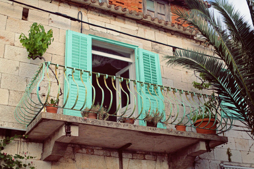 Ice mint blue shutters. 