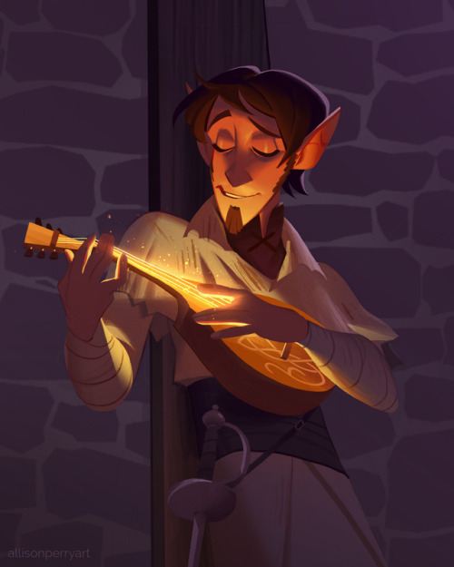 allisonperryart:Crop of a commission for a client. He requested an illustration of his D&amp;D chara