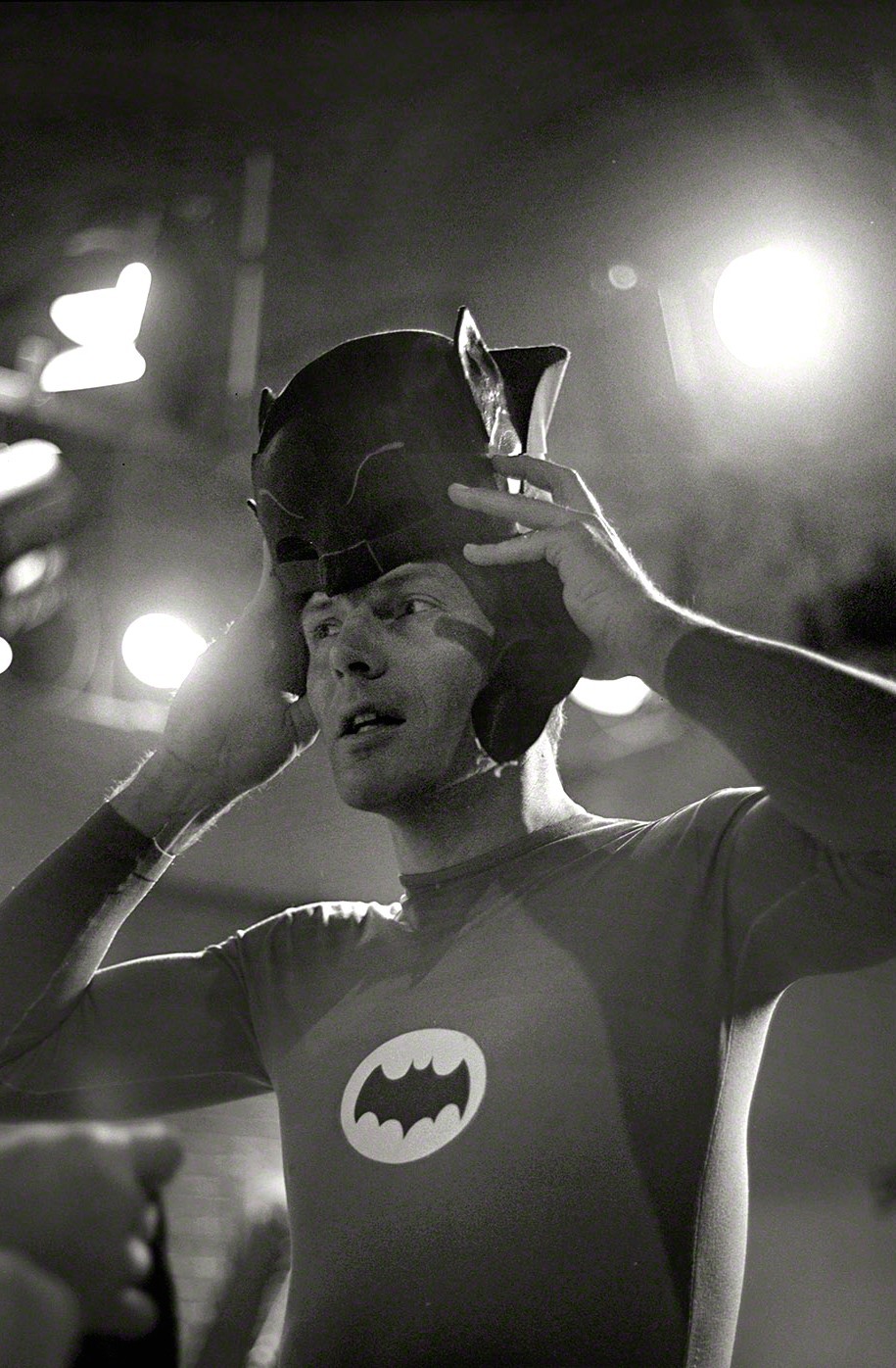 jthenr-comics-vault:  Adam West on the set of Batman (1966)Photo by Richard Hewitt